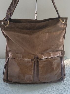 Nino BOSSI Brown Hobo Shoulder Bag Soft Leather Great Condition